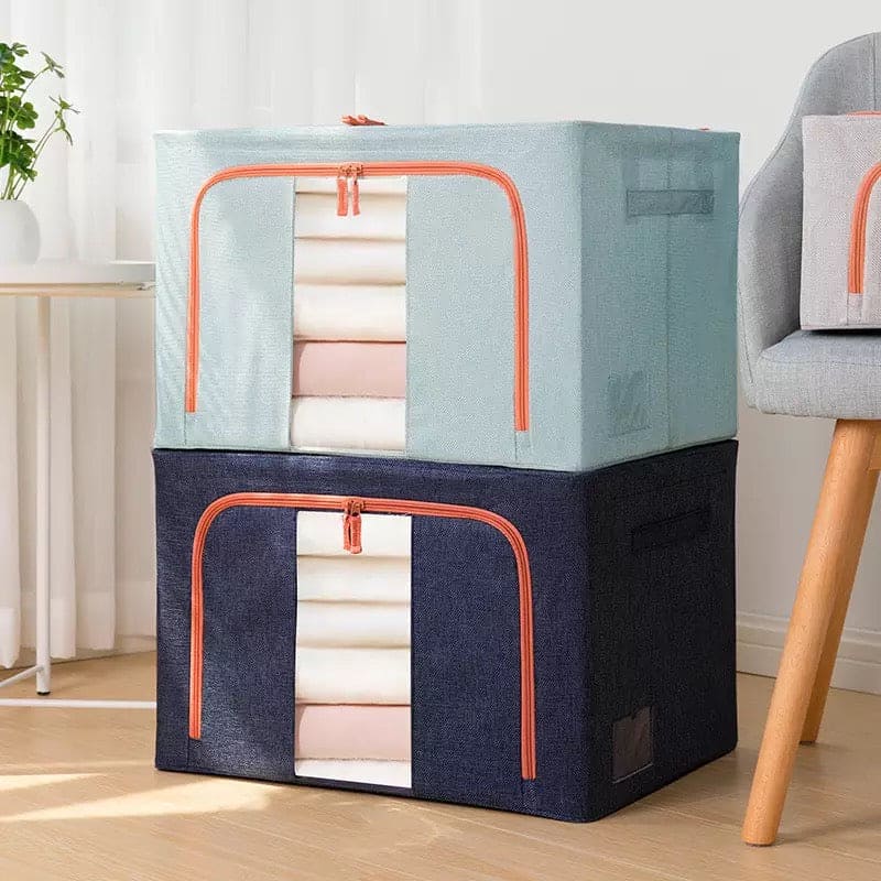 Printed Large Capacity Storage Box, Waterproof Oxford Cloth Steel Storage Box, Clothing Quilt Storage Bag Organizer, Quilt Blanket Socks Stuff Container, Portable Folding Closet Organizer Printed Large Capacity Storage Box, Waterproof Oxford Cloth Steel Storage Box, Clothing Quilt Storage Bag Organizer, Quilt Blanket Socks Stuff Container, Portable Folding Closet Organizer